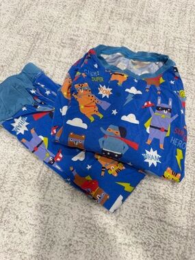 Little Sleepies Blue Superhero Print Pajama Set